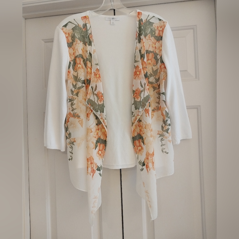 Roz & Ali floral open front cardigan